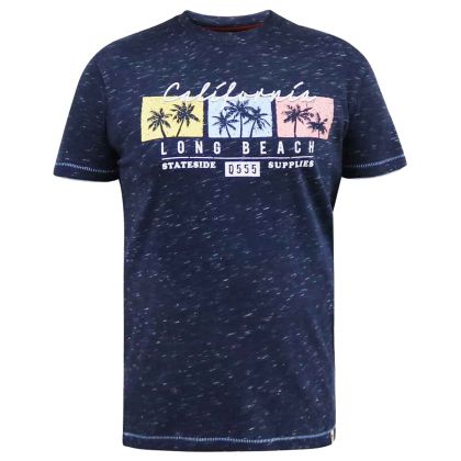 T-shirt imprimé Long Beach grande taille pour homme fort à col rond | Disponible du 3XL au 6XL en 100% coton
