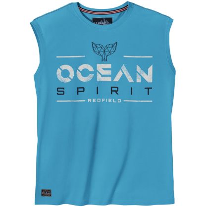 T-shirt sans manches imprimé Ocean Spirit grande taille pour homme - Design maritime sobre et épuré en 100% coton - Du 3XL au 10