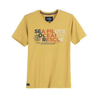 T-shirt imprimé Sea Pilots Ocean Rescue grande taille pour homme | Col V | 100% coton | REDFIELD - Boutique en ligne