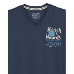T Shirt col V impression Beach Surf