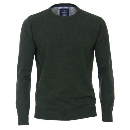 Pull coton chiné, col rond