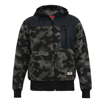 Sweatshirt camouflage zippé à capuche haut contrasté