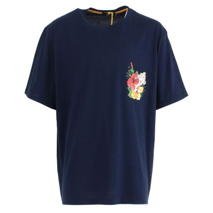 T-shirt uni grande taille avec poche imprimée ibiscus | MAXFORT | 4XL-8XL