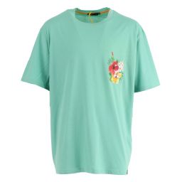 T-shirt uni col rond à poche imprimée ibiscus