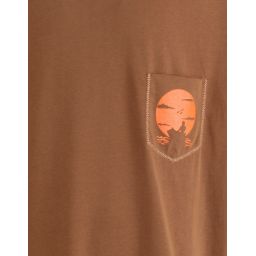 T-shirt uni avec oche de poitrine imprimée sunset