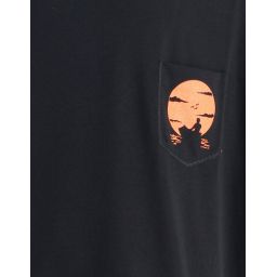 T-shirt uni avec oche de poitrine imprimée sunset