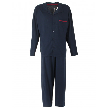 Pyjama boutonné long col V avec poche