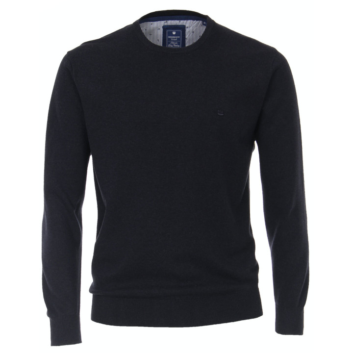 Pull coton chiné, col rond