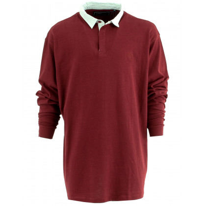 Polo rugby grande taille homme uni col contrasté