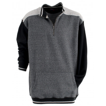 Sweatshirt pour hommes forts bicolore avec un col montant zippé
